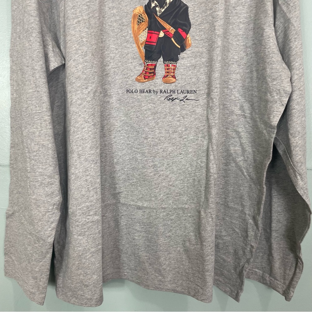 Polo Ralph Lauren Bear Special Edition Long Sleeve Shirt Pullover Gray Men XL - Picture 5 of 8